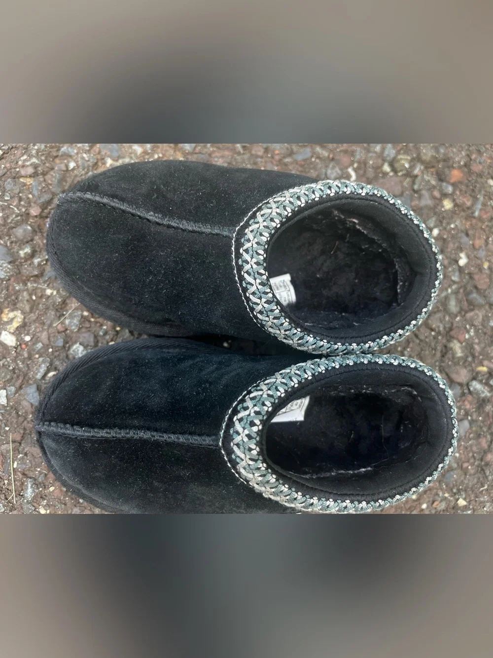 UGG Tasman II Toddler Size 9 Black Suede Slippers Wool Lined Kids Shoes